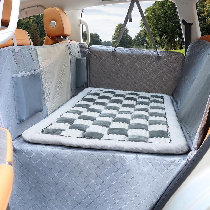 Pet Bed Mat for Car Backseat Extender Non-Slip Plaid Dog Bed Blanket for Car Back Seat Travel Pet Mat Custom Fit for Backseat Extenders and Seat Covers