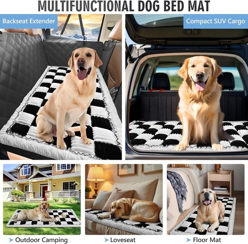 Pet Bed Mat for Car Backseat Extender Non-Slip Plaid Dog Bed Blanket for Car Back Seat Travel Pet Mat Custom Fit for Backseat Extenders and Seat Covers