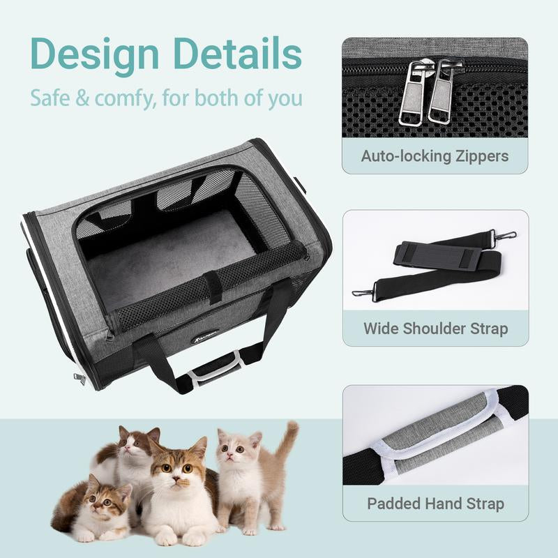 Cat Carriers Dog Carrier Pet Carrier for Small Dogs, Cats, Rabbits and Other Small Animals, Small Dog Carrier Soft Sided, Airline Approved Soft Pet Carrier,(Up to 16Lbs)